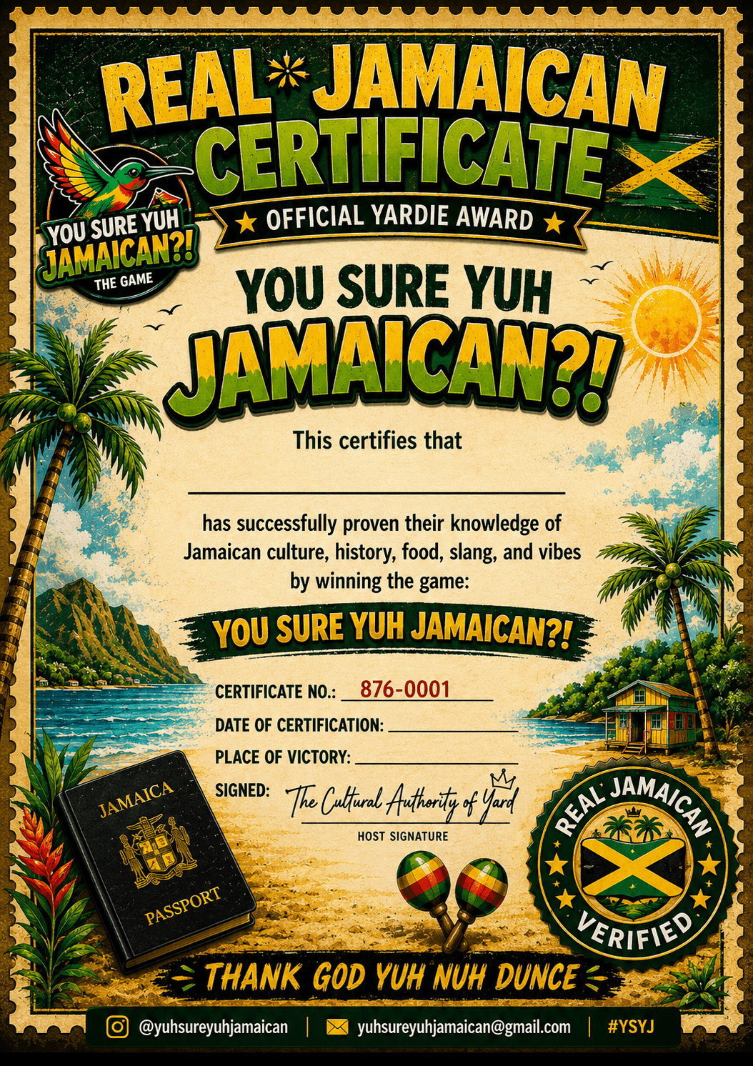 Sample Real Jamaican Certificate
